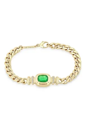 Emerald Diamond Large Curb Chain Bracelet