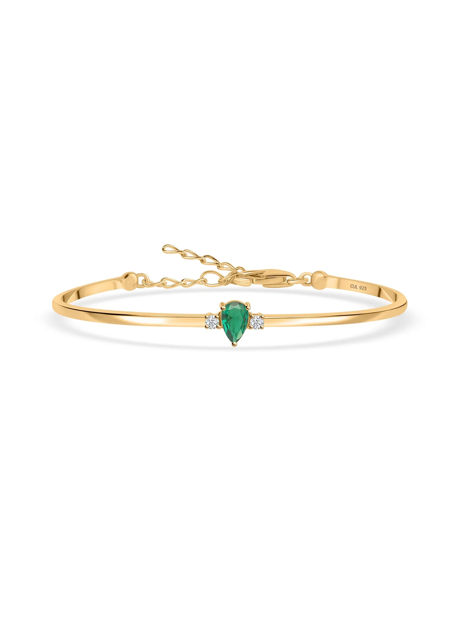 Emerald Gold Cuff Bangle For Women - Size 2.6