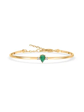 Emerald Gold Cuff Bangle For Women - Size 2.6