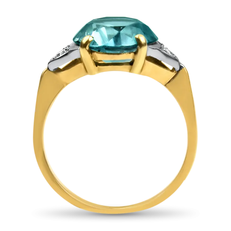 Estate 14K Yellow & White Gold Zircon & Diamond Ring