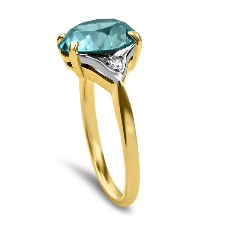 Estate 14K Yellow & White Gold Zircon & Diamond Ring