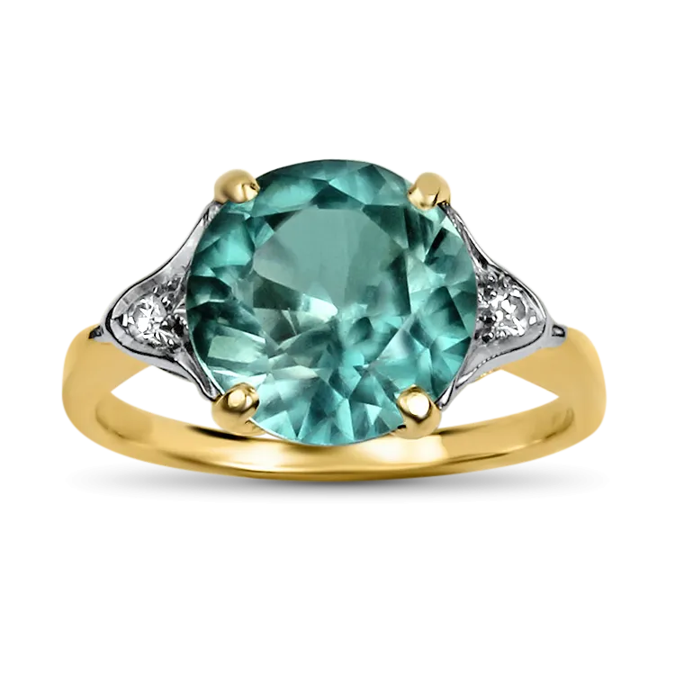Estate 14K Yellow & White Gold Zircon & Diamond Ring