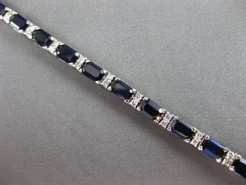 ESTATE LARGE 16.17CT DIAMOND & AAA SAPPHIRE 18KT WHITE GOLD 3D TENNIS BRACELET