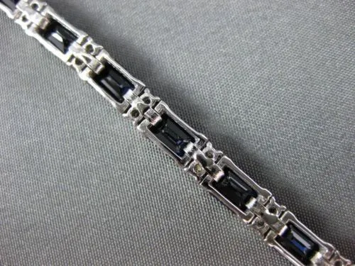 ESTATE LARGE 16.17CT DIAMOND & AAA SAPPHIRE 18KT WHITE GOLD 3D TENNIS BRACELET