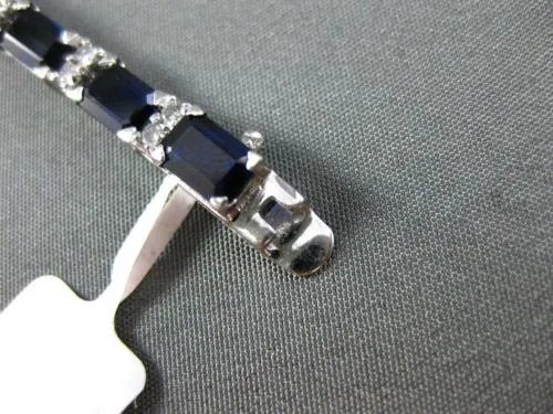 ESTATE LARGE 16.17CT DIAMOND & AAA SAPPHIRE 18KT WHITE GOLD 3D TENNIS BRACELET