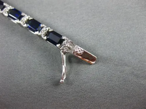 ESTATE LARGE 16.17CT DIAMOND & AAA SAPPHIRE 18KT WHITE GOLD 3D TENNIS BRACELET