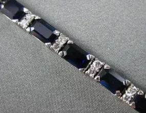 ESTATE LARGE 16.17CT DIAMOND & AAA SAPPHIRE 18KT WHITE GOLD 3D TENNIS BRACELET