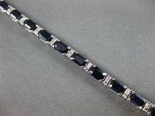 ESTATE LARGE 16.17CT DIAMOND & AAA SAPPHIRE 18KT WHITE GOLD 3D TENNIS BRACELET