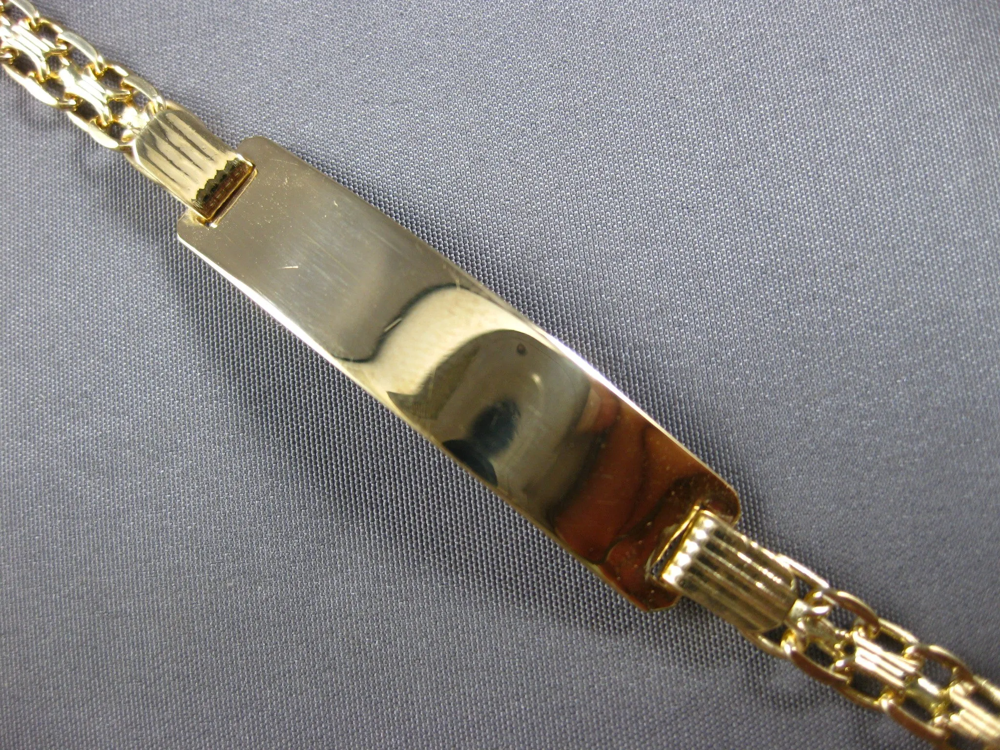 ESTATE WIDE 18KT YELLOW GOLD 3D CLASSIC ENGRAVEABLE ID BRACELET #27844