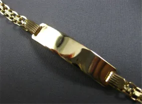 ESTATE WIDE 18KT YELLOW GOLD 3D CLASSIC ENGRAVEABLE ID BRACELET #27844