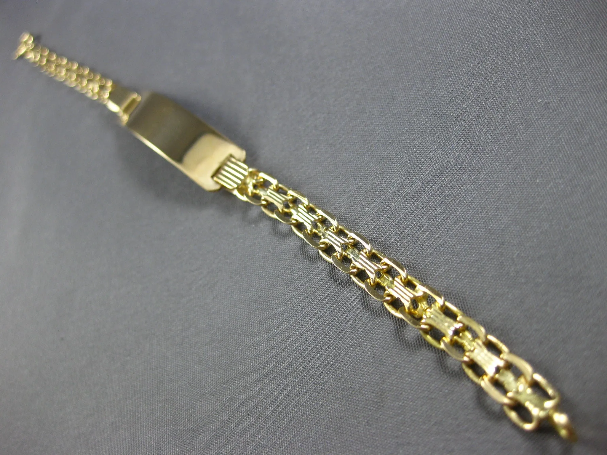 ESTATE WIDE 18KT YELLOW GOLD 3D CLASSIC ENGRAVEABLE ID BRACELET #27844