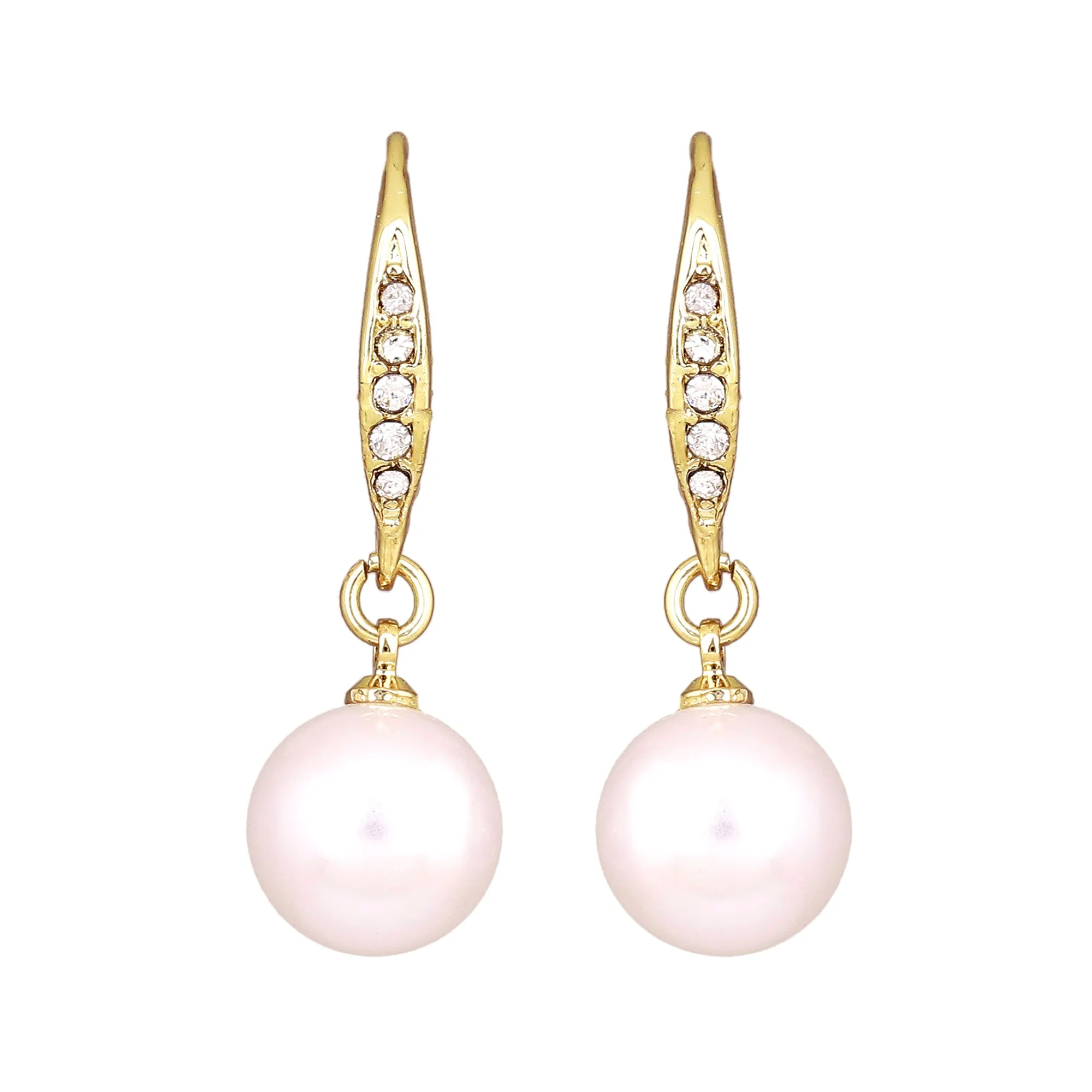 Estele Gold Plated Enchanting Pearl Drop Earrings With Crystal for Girls/Women