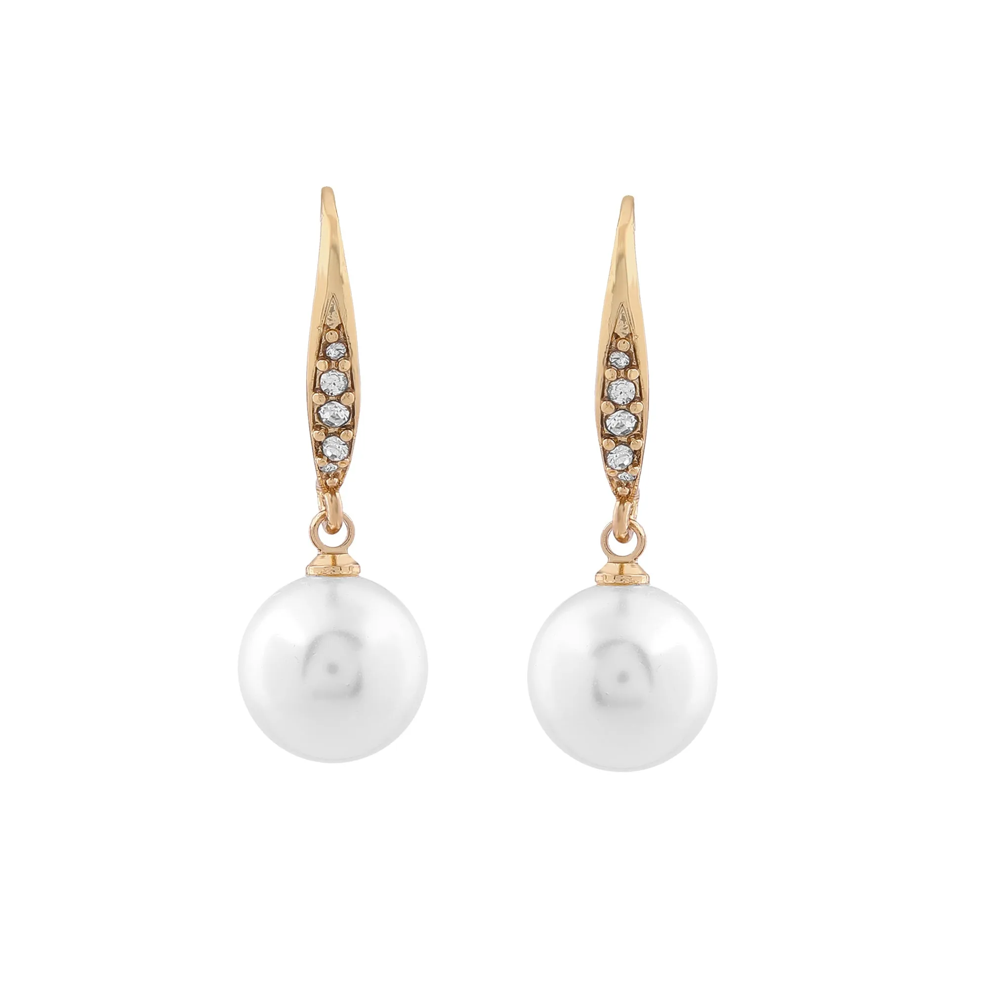 Estele Gold Plated Enchanting Pearl Drop Earrings With Crystal for Girls/Women
