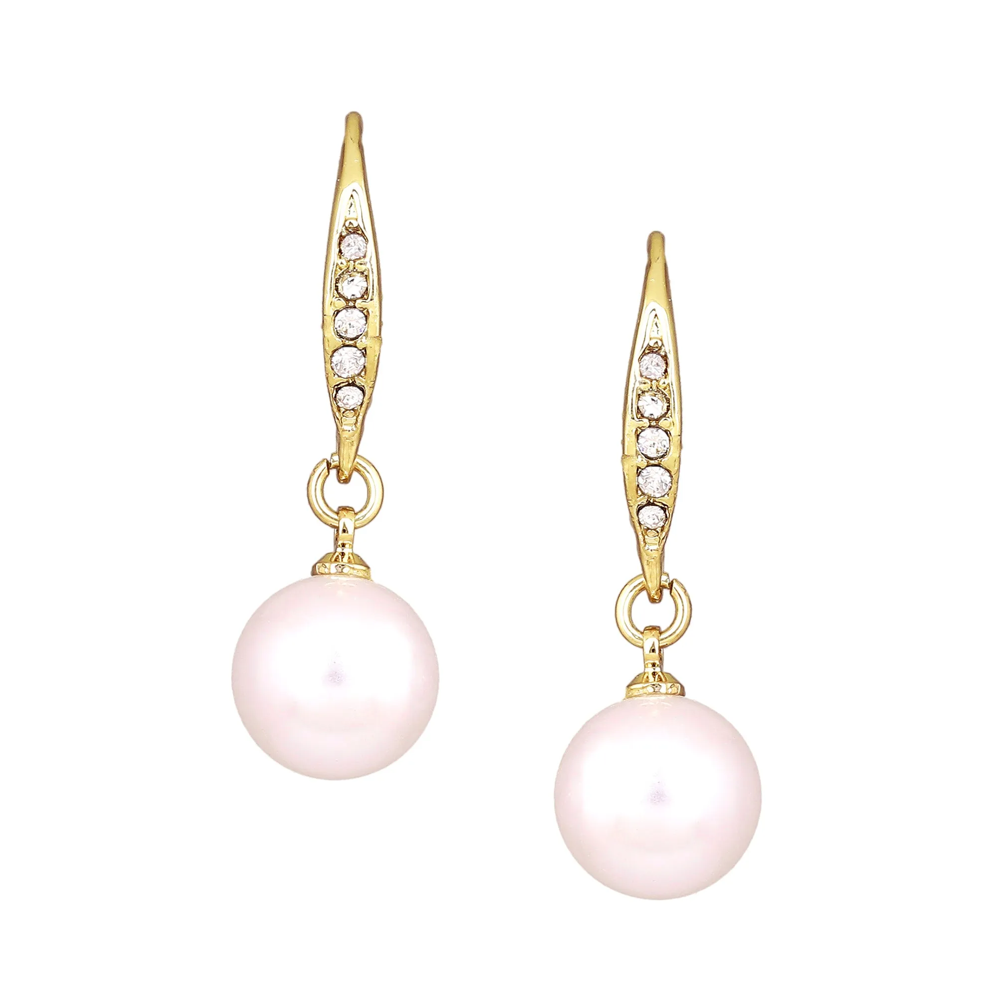 Estele Gold Plated Enchanting Pearl Drop Earrings With Crystal for Girls/Women