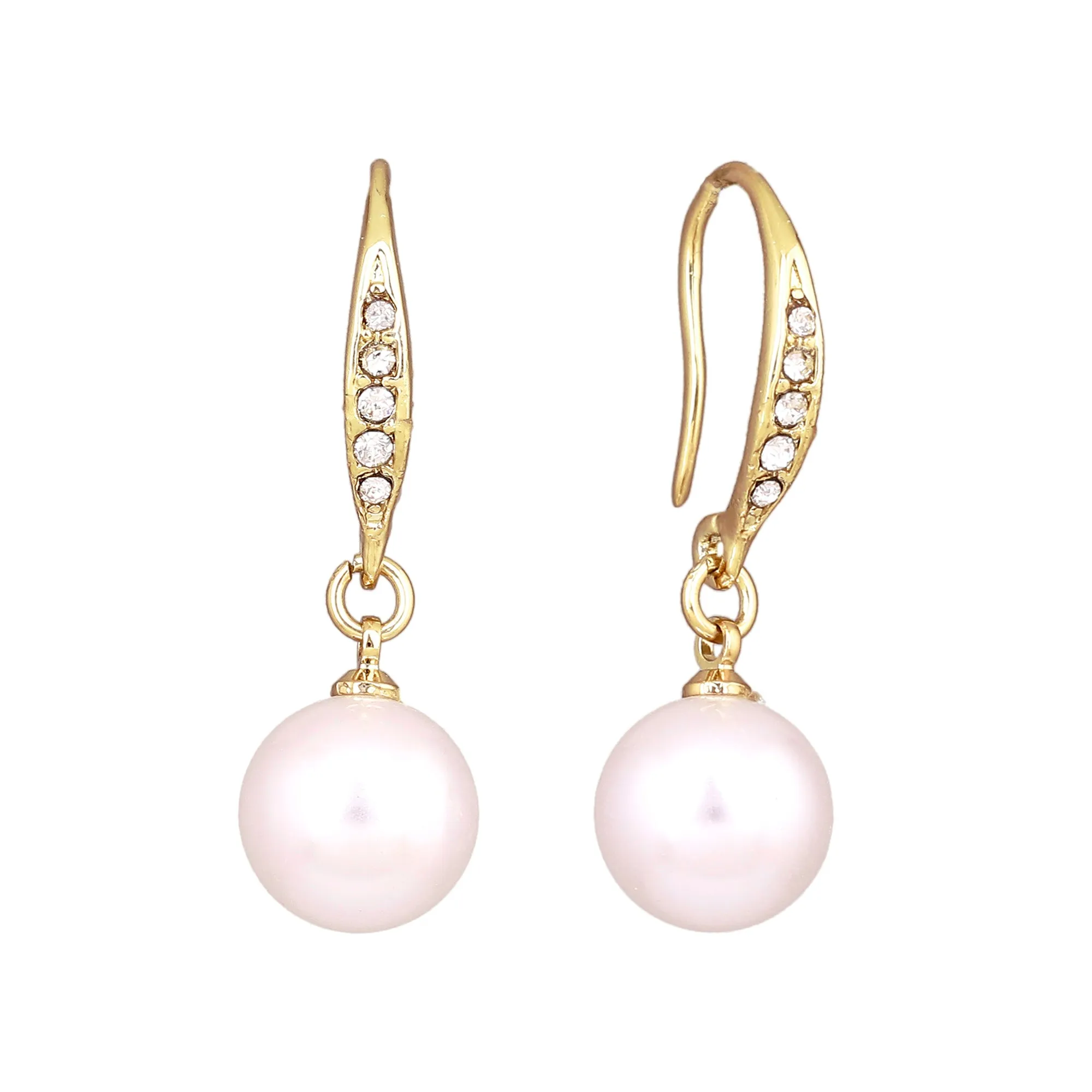 Estele Gold Plated Enchanting Pearl Drop Earrings With Crystal for Girls/Women