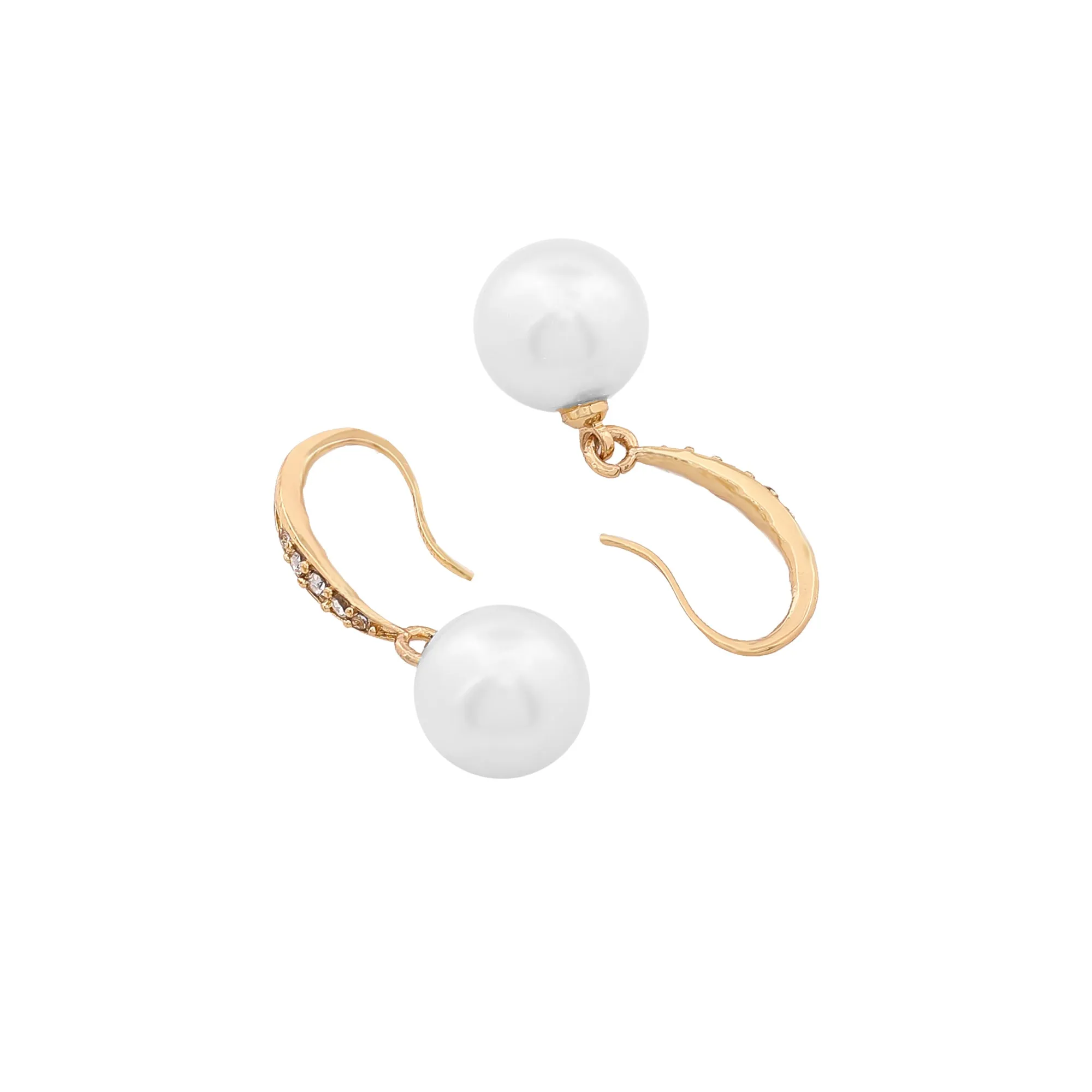 Estele Gold Plated Enchanting Pearl Drop Earrings With Crystal for Girls/Women