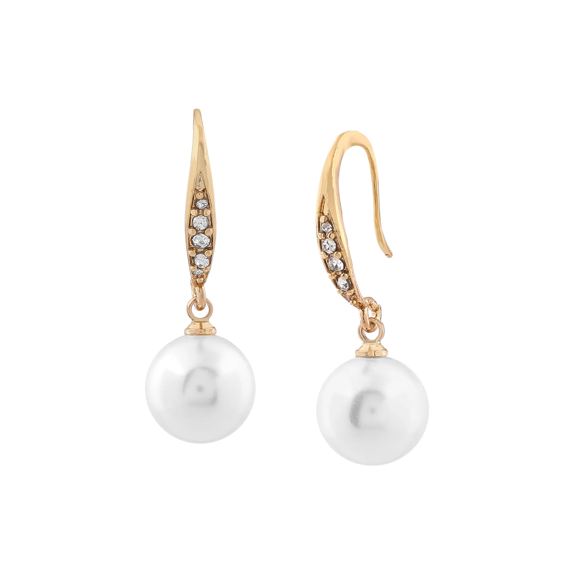 Estele Gold Plated Enchanting Pearl Drop Earrings With Crystal for Girls/Women