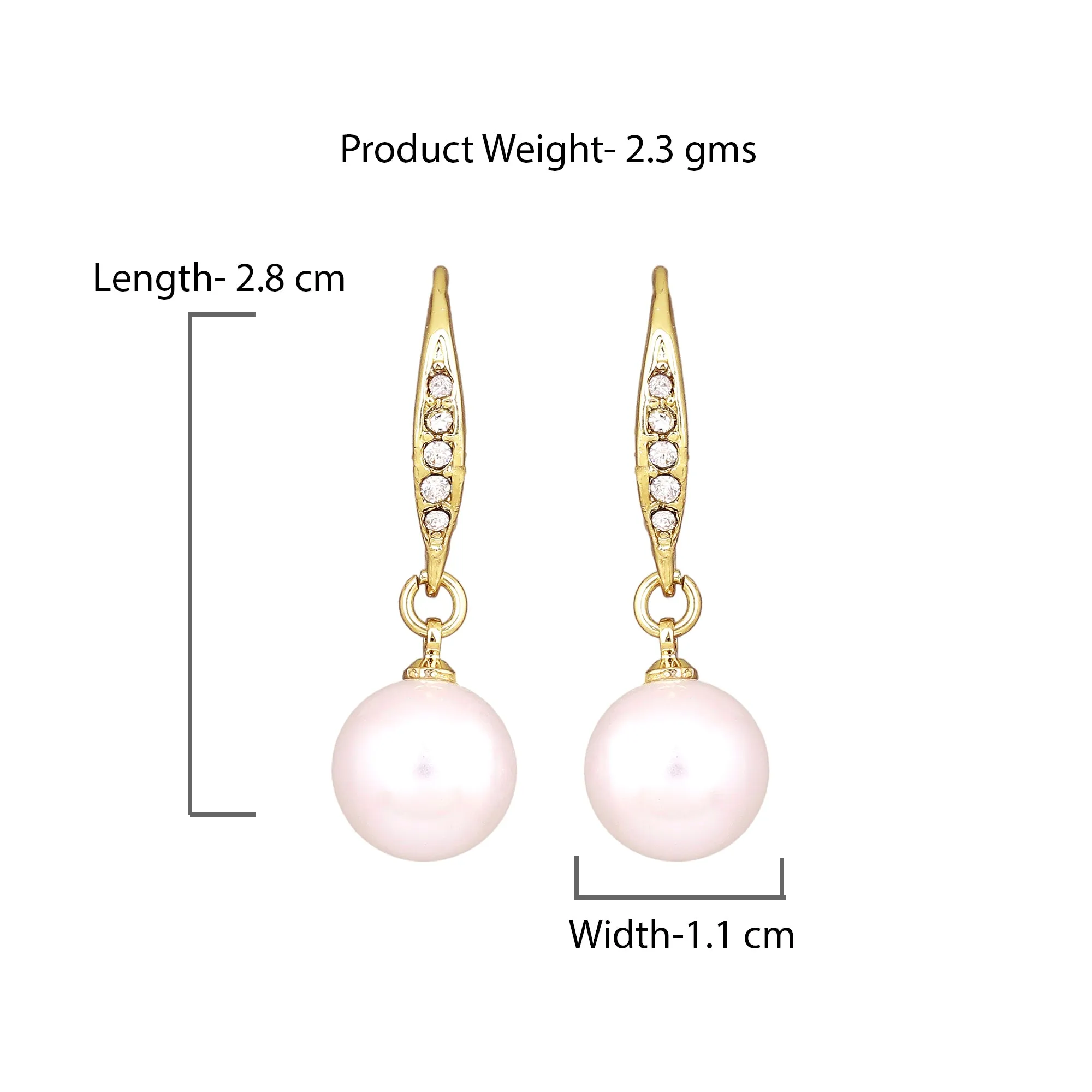 Estele Gold Plated Enchanting Pearl Drop Earrings With Crystal for Girls/Women