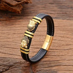 Ethnic Buddha Head Bracelet – Handmade Zircon Charm