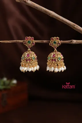 Ethnic Goldtone Pearl Jhumka