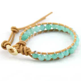 Fashion 6mm Agate Bead Wrap Bracelet for Women and Men Design Handmade Wrap Weave Leather Bracelet Lady Jewelry