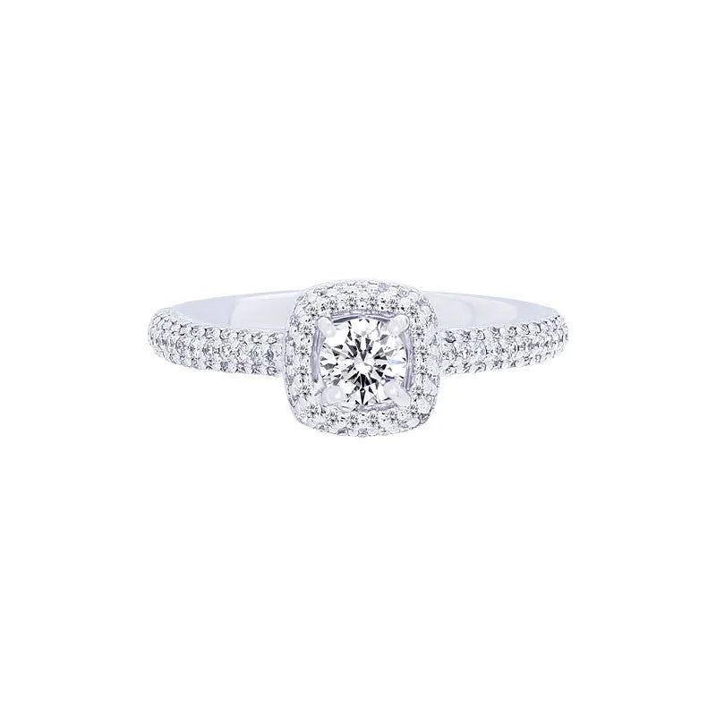 Forevermark Center of My Universe Cushion Pave Halo Engagement Ring, 0.55 total carat