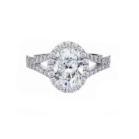 Forevermark Oval Halo Split Band Engagement Ring