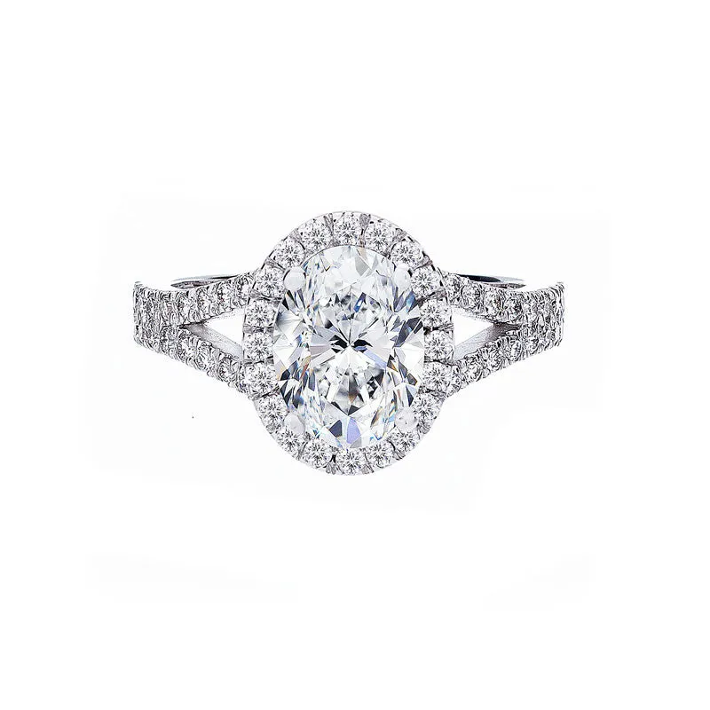 Forevermark Oval Halo Split Band Engagement Ring
