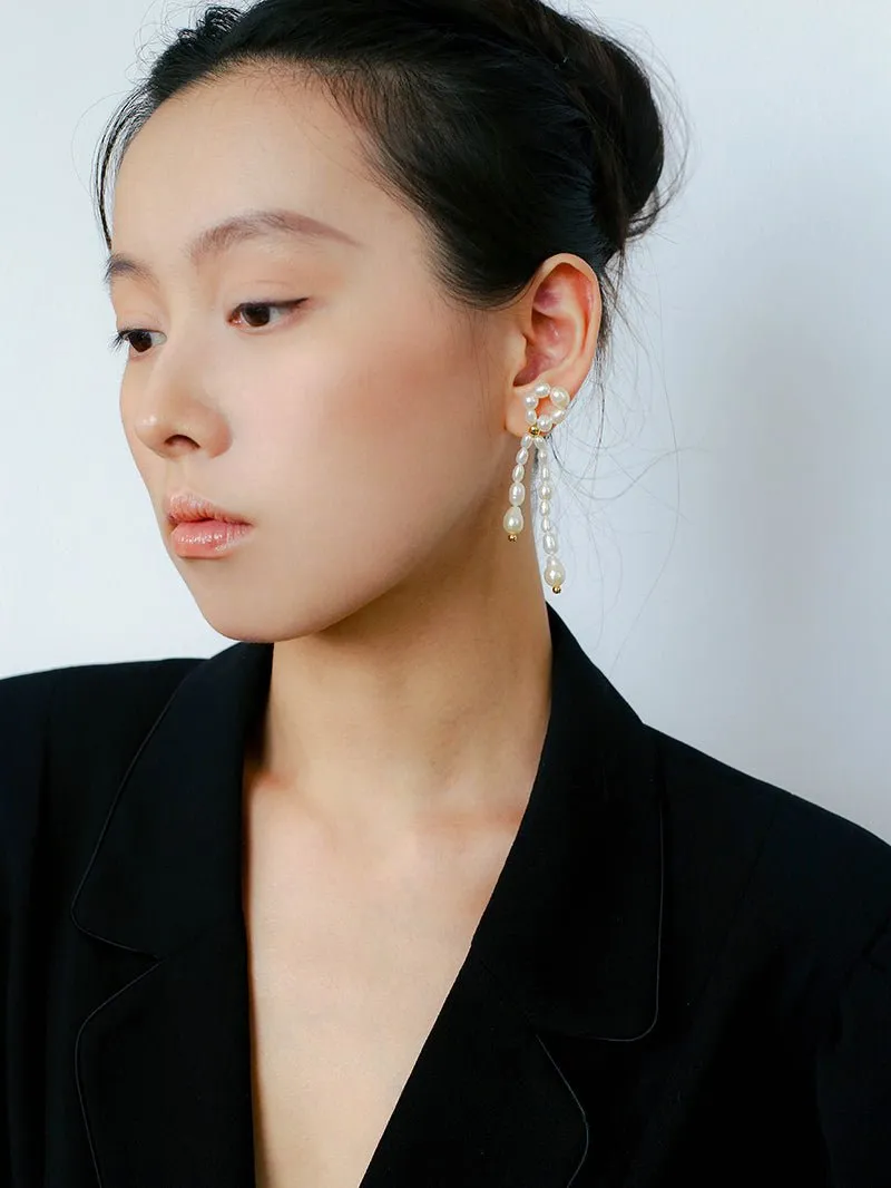 French Style Woven Pearl Bow Earrings