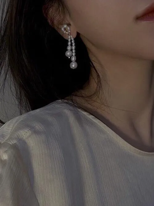 French Style Woven Pearl Bow Earrings