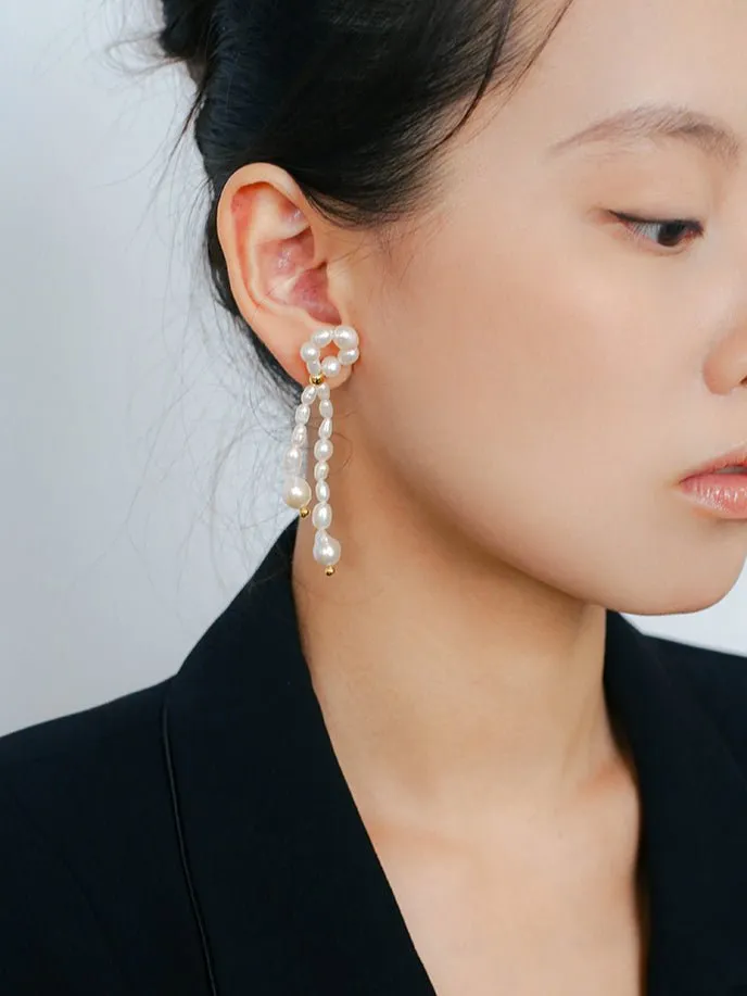 French Style Woven Pearl Bow Earrings