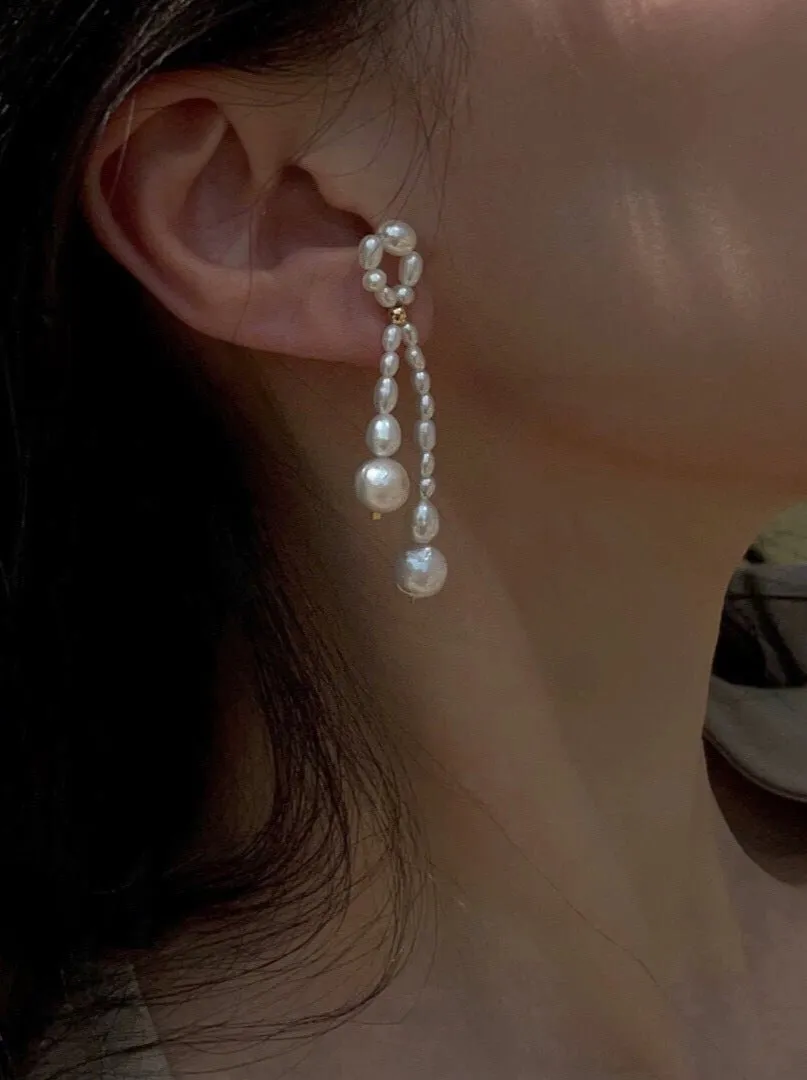 French Style Woven Pearl Bow Earrings