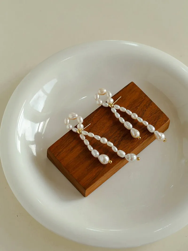 French Style Woven Pearl Bow Earrings