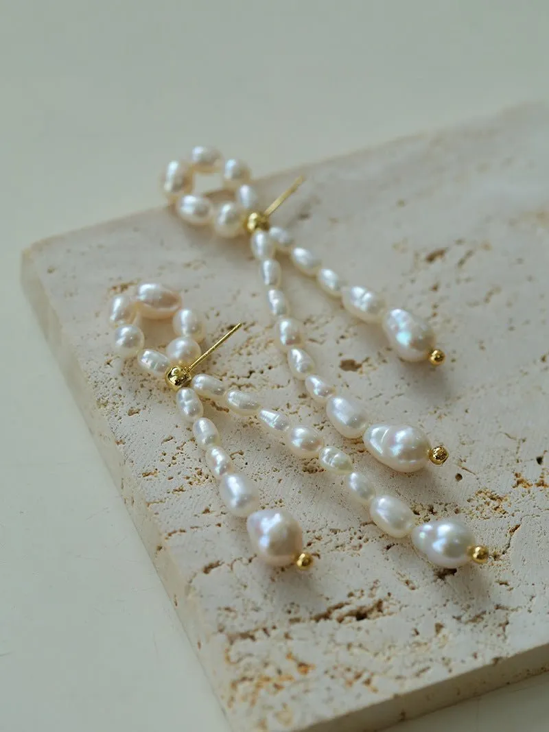 French Style Woven Pearl Bow Earrings