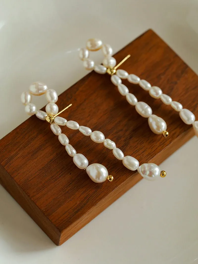 French Style Woven Pearl Bow Earrings
