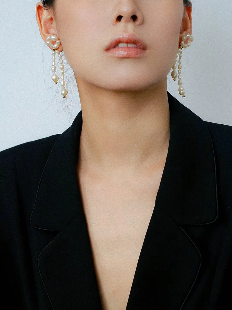 French Style Woven Pearl Bow Earrings