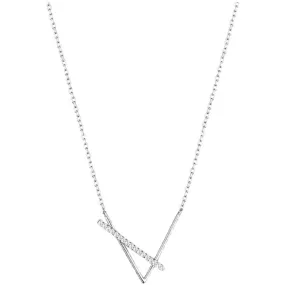 Geometric V-shape with Zircon Silver Necklace for Women