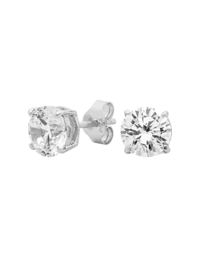 Georgini 7mm Clear Round Stud Earrings w/ CZ - Silver