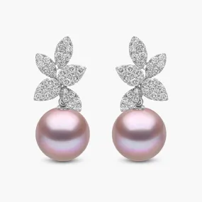 Glitz 18K Gold Freshwater Pearl and Diamond Motif Earrings