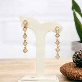 Gold Mini Mother of Pearl Clover Earrings