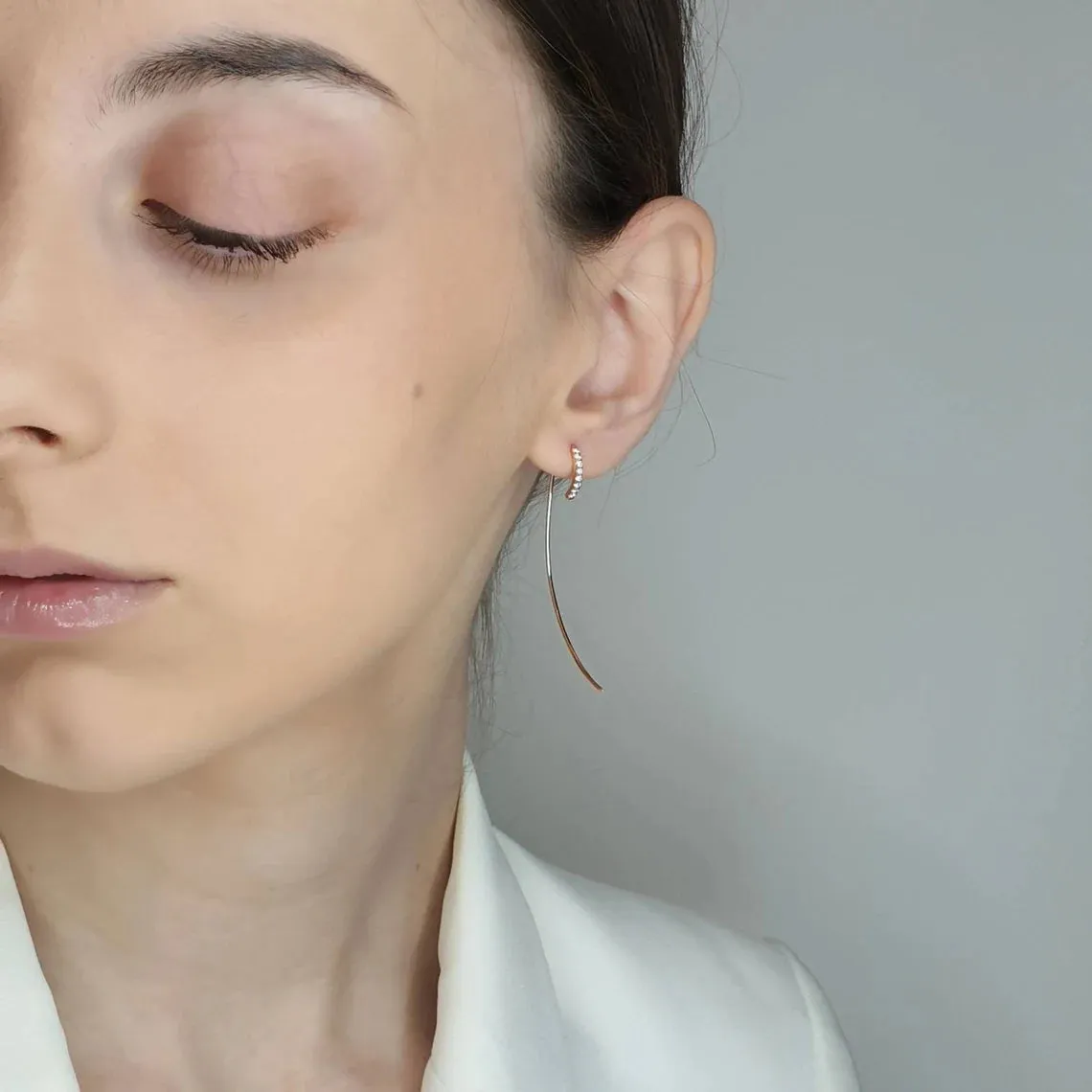 Gold Pendant Earrings With Diamonds