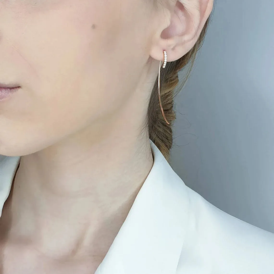 Gold Pendant Earrings With Diamonds