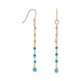 Gold Plated French Wire Earrings with Reconstituted Turquoise Beads