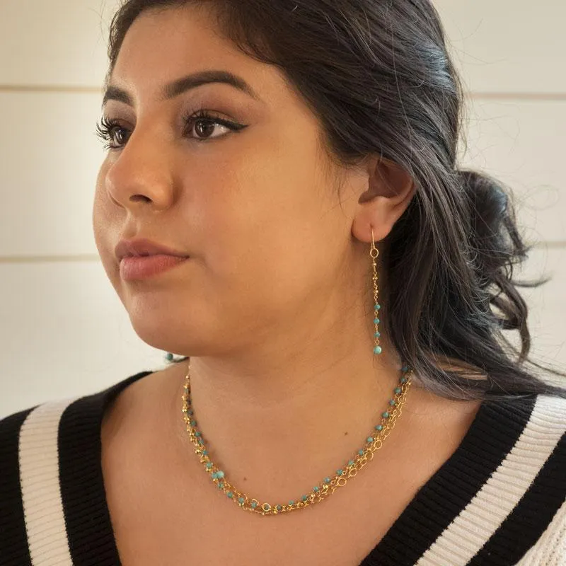 Gold Plated French Wire Earrings with Reconstituted Turquoise Beads