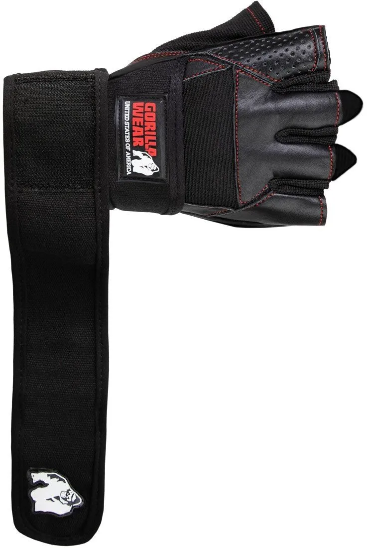 Gorilla Wear Dallas Wrist Wrap Gloves - Black/Red Stitched