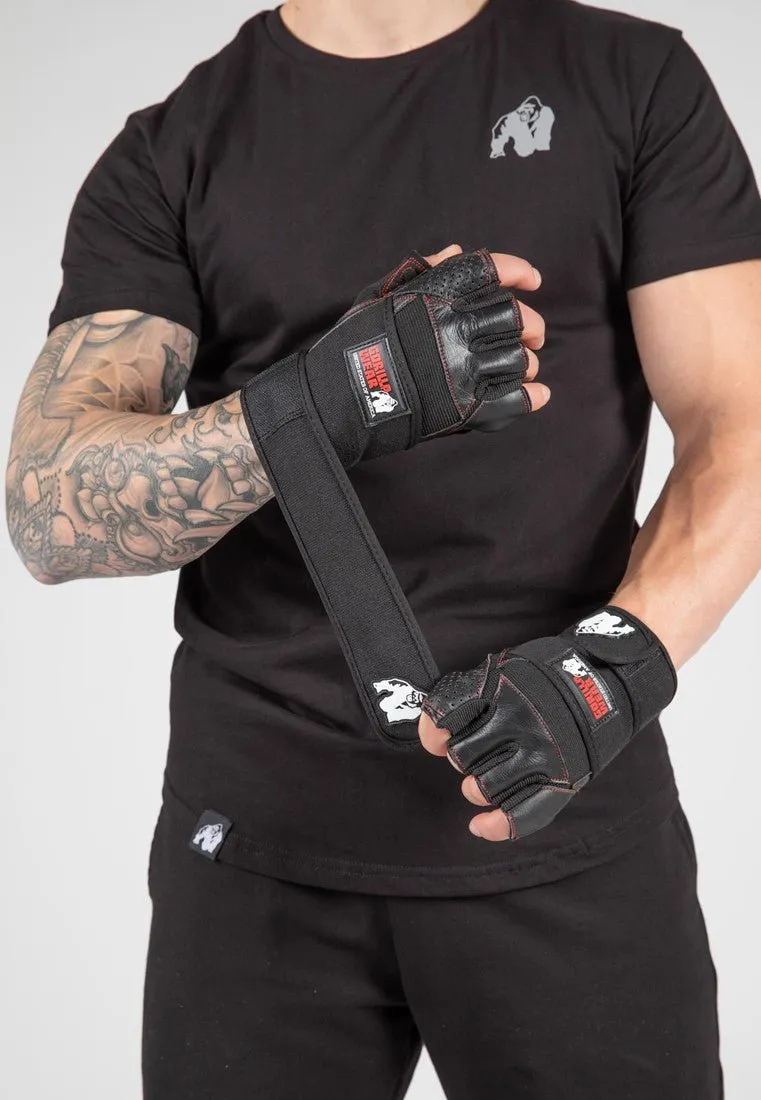 Gorilla Wear Dallas Wrist Wrap Gloves - Black/Red Stitched