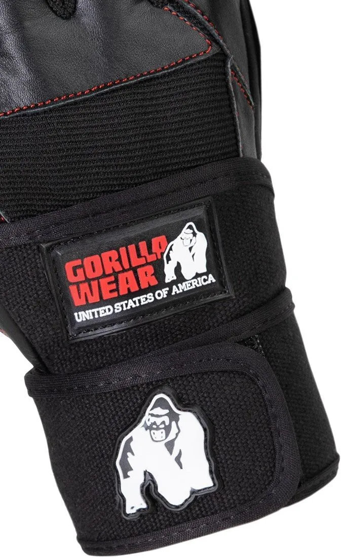 Gorilla Wear Dallas Wrist Wrap Gloves - Black/Red Stitched