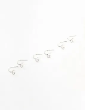 Graduating Silver Pearl Drop Huggie Earrings 3-Pack