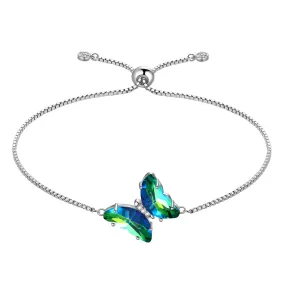 Green Butterfly Bracelet May Emerald Birthstone Women Girls Jewelry Birthday Gift