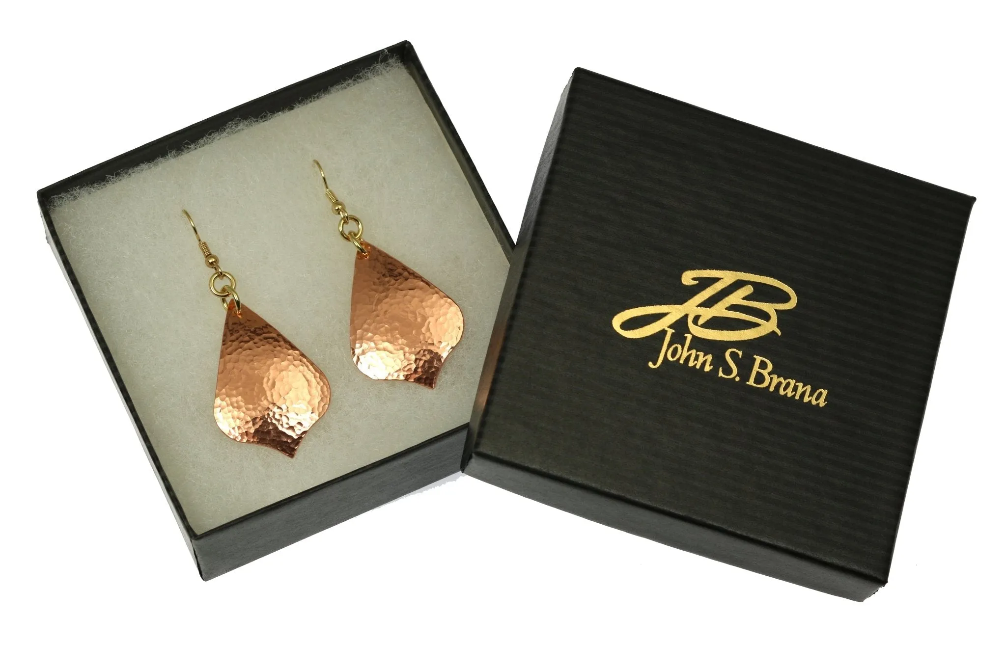 Hammered Copper Arabesque Drop Earrings